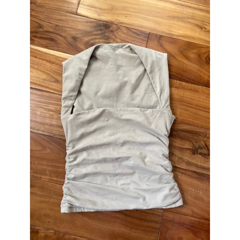 Abercrombie Ruched Side Sleeveless Tank Top Womens Small Tan Soft Stretch Fitted